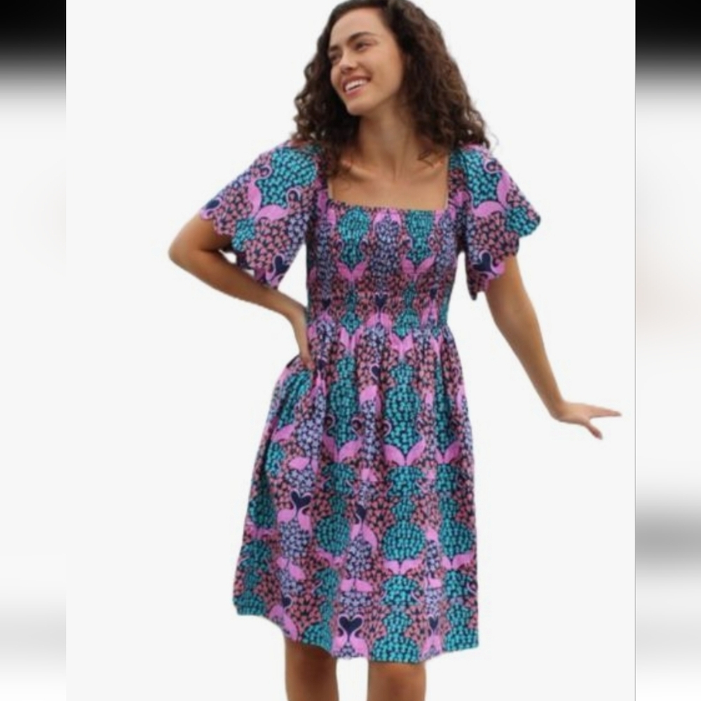 Simply Southern Pink Turqouise Floral Beach Pelican Dresssz Xl